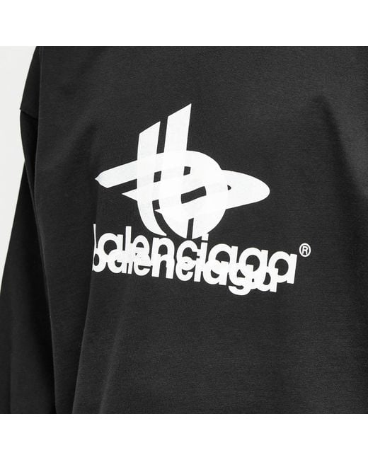 Balenciaga Black Long Sleeve Logo T-Shirt for men