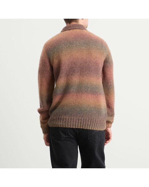 Palmes Brown Alpaca Long Sleeve Knit Polo for men