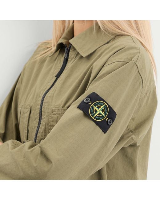 Stone Island Green Ripstop Zip Shirt Jacket