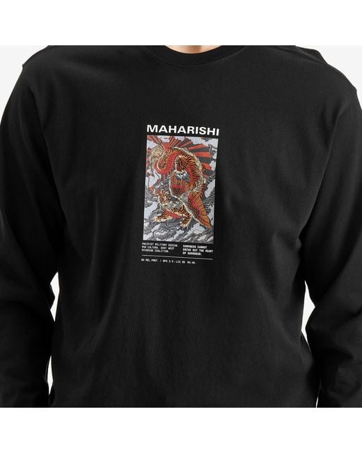 Maharishi Black Tiger Dragon Miltype Long Sleeve T-Shirt for men