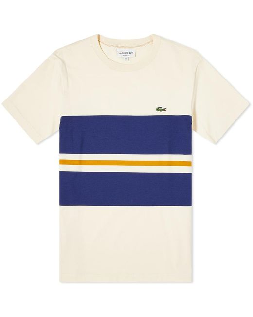 Lacoste Cotton Block Stripe T-shirt in White/Navy/Yellow (Blue) for Men ...
