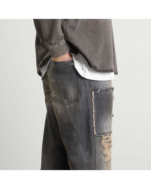 Amiri Gray Carpenter Repaired Baggy Jeans for men