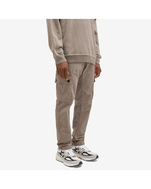 Stone Island Gray Brushed Cotton Canvas Cargo Pants for men