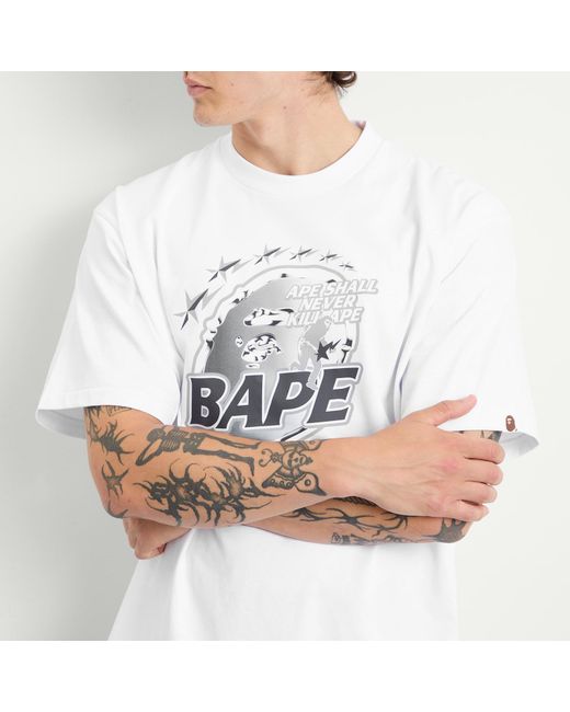 A Bathing Ape White Metal Ape Head T-Shirt for men
