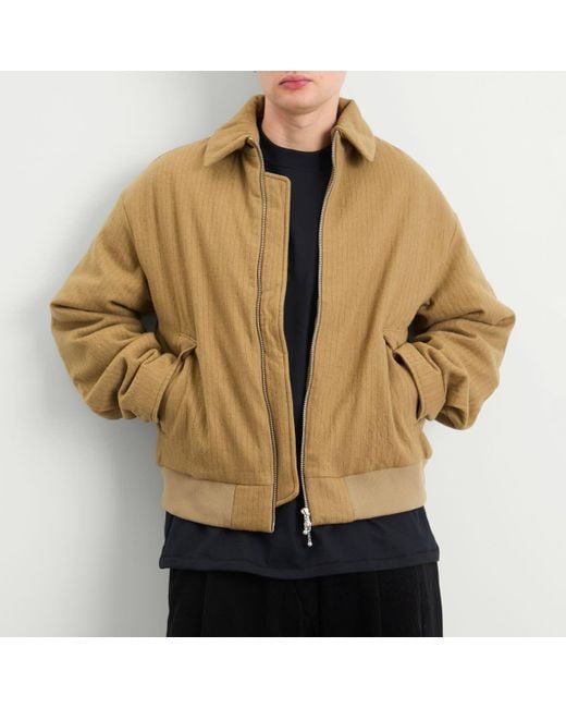 Merely Made Natural Wool Stripe Bomber Jacket for men