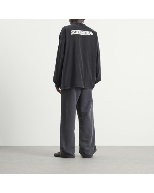 Balenciaga Blue Masking Tape Jersey Oversized Long Sleeve Top for men