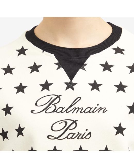 Balmain White Signature Stars Bulky Sweatshirt