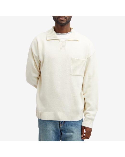 FRIZMWORKS White Collar Knit Pullover Sweater for men