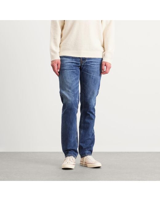 Nudie Jeans Blue Solid Ollie Straight Leg Jeans for men