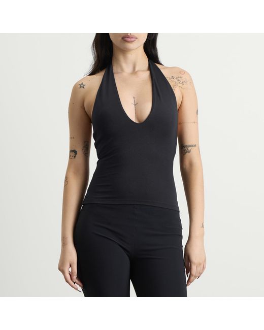 Skims Black Smooth Layers Halter Top