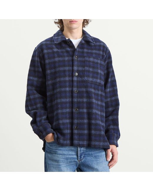 A.P.C. Blue Stanley Check Wool Overshirt for men