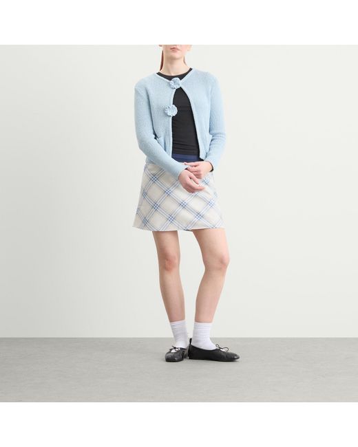 Kijun Blue Double Corsage Cardigan