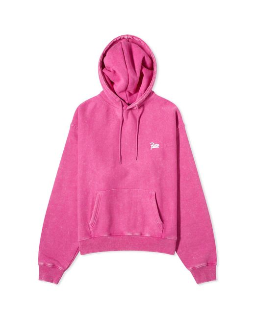 PATTA Pink Basic Washed Hoodie Fuchsia for men