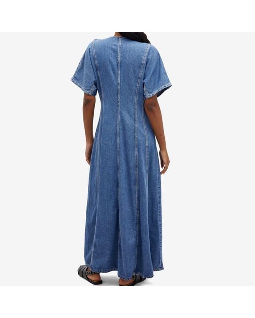 Ganni Blue Future Denim Maxi Dress