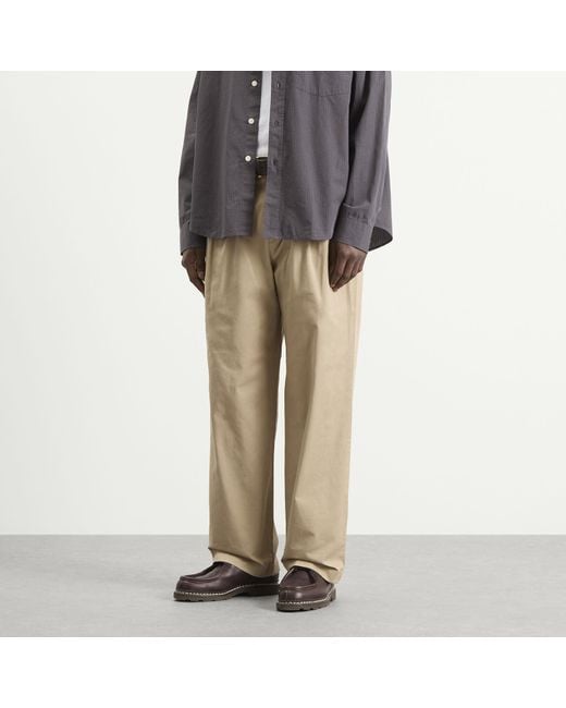 Norse Projects Natural Hestur Relaxed Twill Pleated Trousers for men