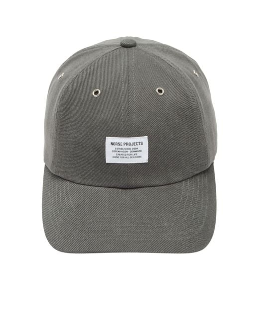Norse Projects Gray Bull Denim 6 Panel Cap for men