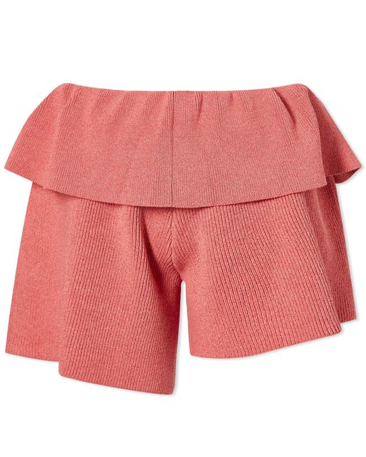 J.W. Anderson Red Fold Over Asymmetric Shorts