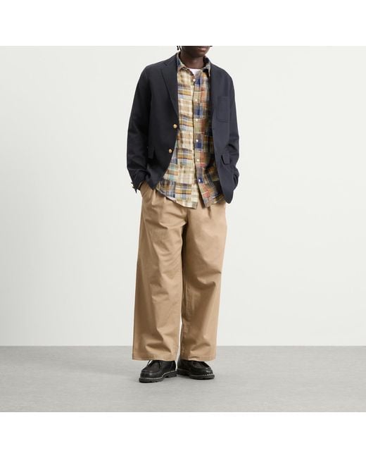 Beams Plus Blue 3 Button Combat Wool Blazer for men