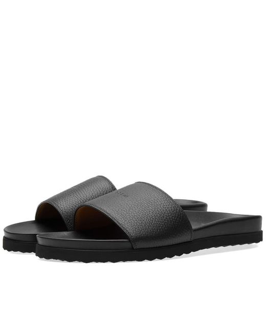 Buscemi Black Leather Classic Slide Sandals for men