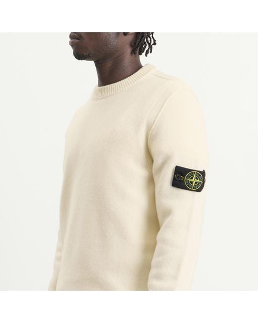 Stone Island White Lambswool Jumper for men