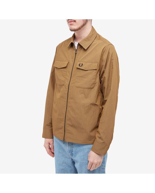 Fred Perry Brown Zip Overshirt for men