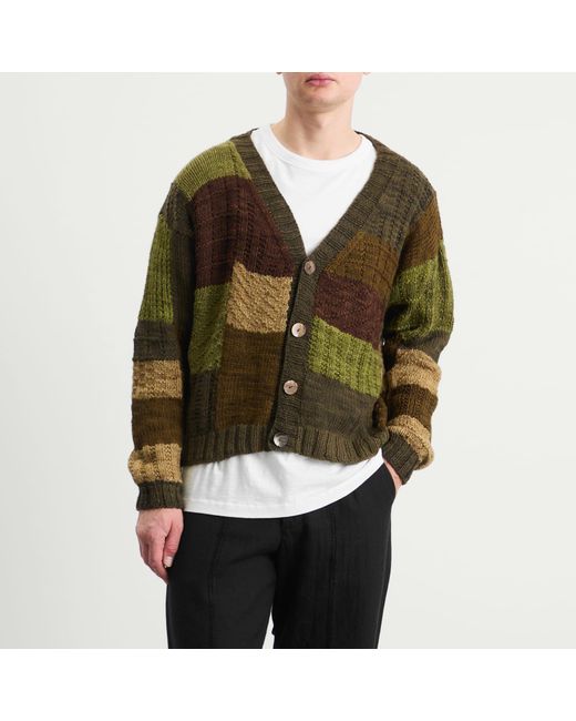 Kartik Research Green Patchwork Cardigan for men