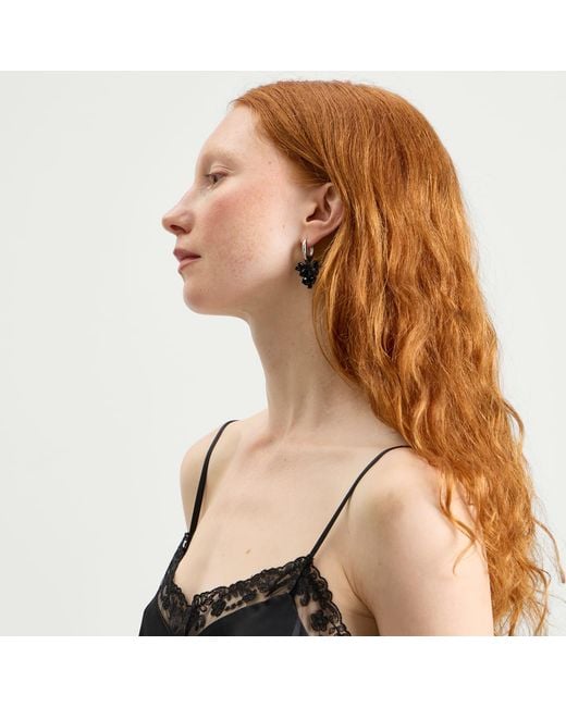 Simone Rocha Black Frond Hoop Earrings
