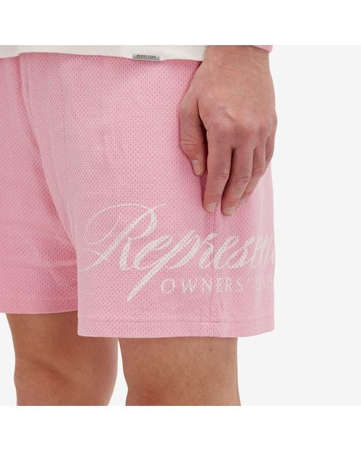 Represent Red Owners Club Script Mesh Shorts for men