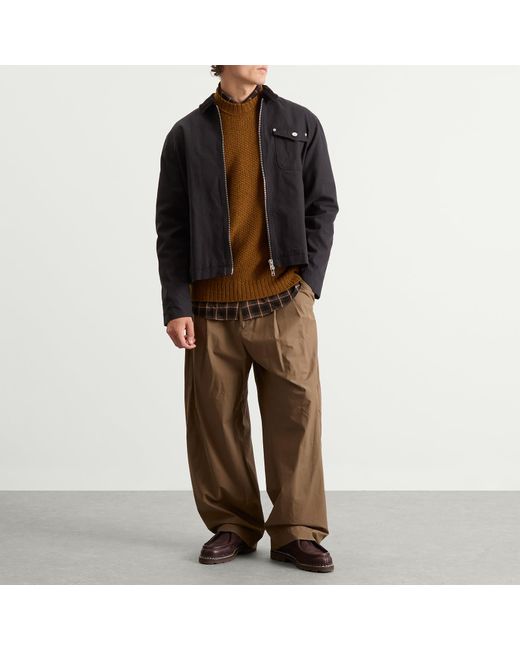 John Smedley Brown Couper Moss Stitch British Wool Jumper for men