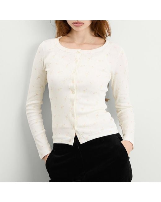 Fruity Booty White Ditsy Floral Cardigan
