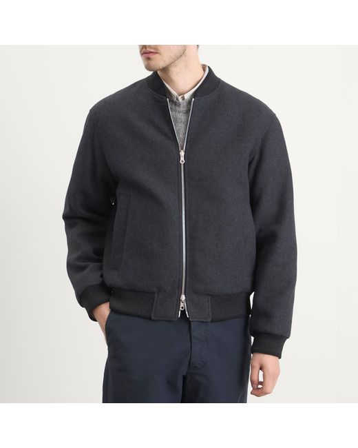 Dries Van Noten Blue Brushed Cotton Twill Bomber Jacket for men