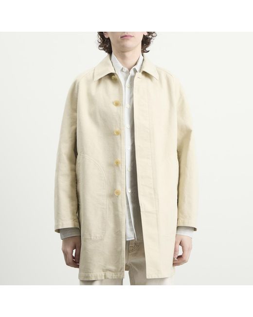 Auralee Natural Garment-Dyed Cotton Heavy Twill Short Coat for men