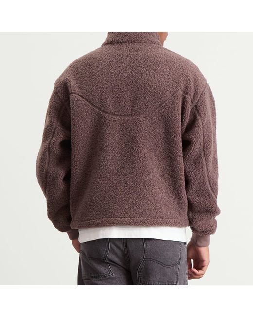 Dime Brown Polar Fleece Sherpa Zip Jacket for men