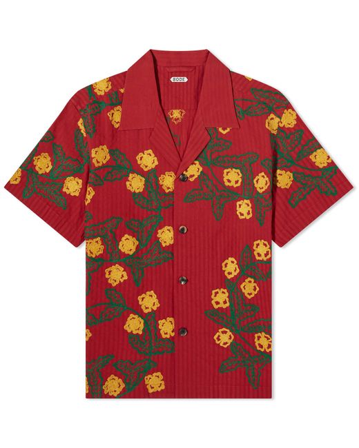 Bode Red Marigold Wreath Vacation Shirt for men