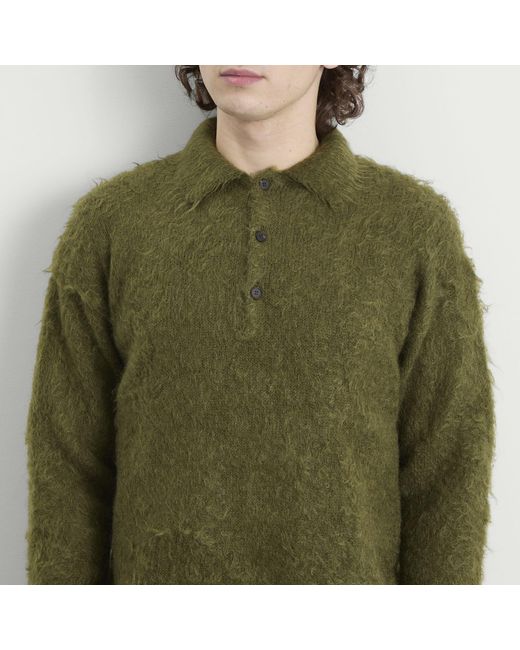 Auralee Green Super Kid Mohair Polo for men