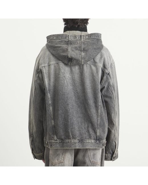 Acne Gray Gothik Wash Hooded Denim Jacket for men