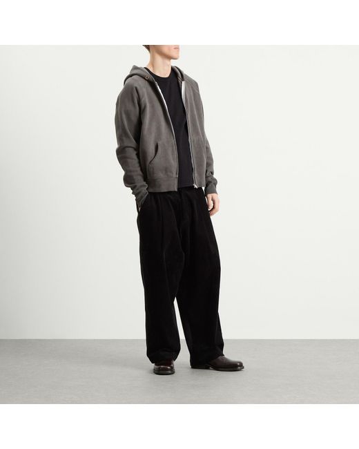 Les Tien Gray Heavyweight Raglan Oil Washed Zip Hoodie for men