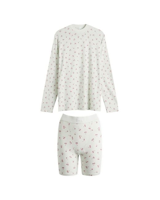 Skims White Boyfriend Long Sleeve & Boxer Set