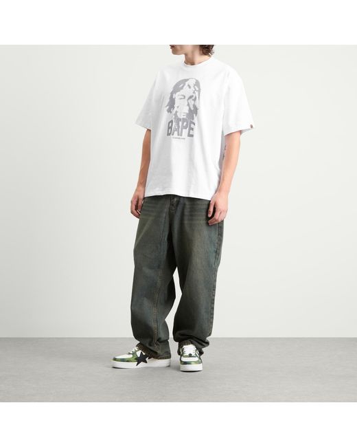 A Bathing Ape White Bape Graphic T-Shirt for men