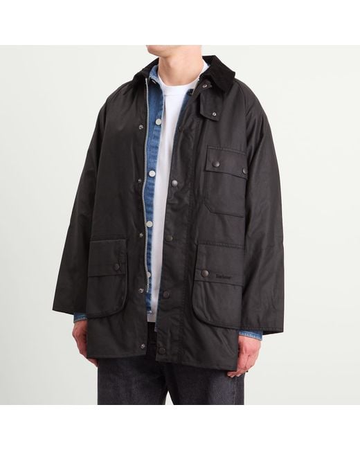 Barbour Black Os Solway Wax Jacket for men