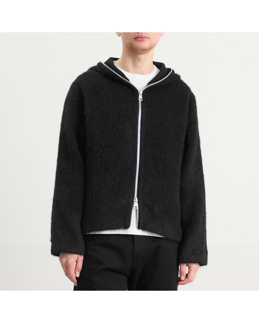 Our Legacy Black Hairy Wool Full Zip Hooded Jacket for men