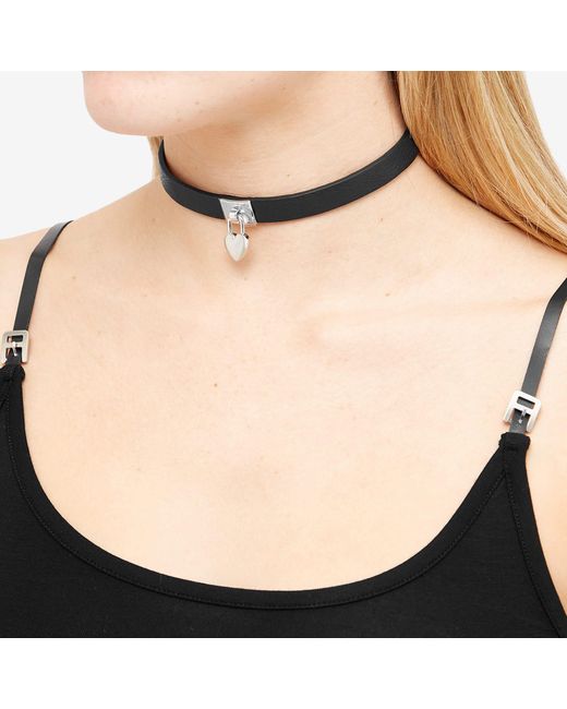 AMBUSH heart-padlock Leather Choker Necklace - Farfetch