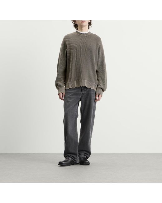Won Hundred Gray Bently Diagonal Knit Sweater for men