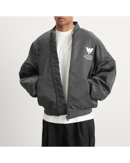 Adidas Black X Willy Chavarria Satin Bomber Jacket for men