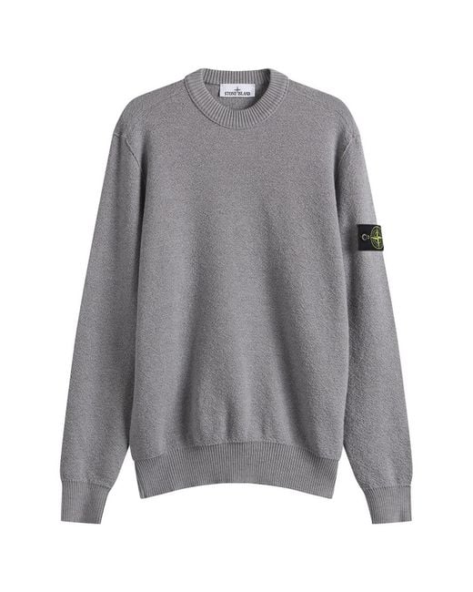Stone Island Gray Textured Stitch Jumper for men