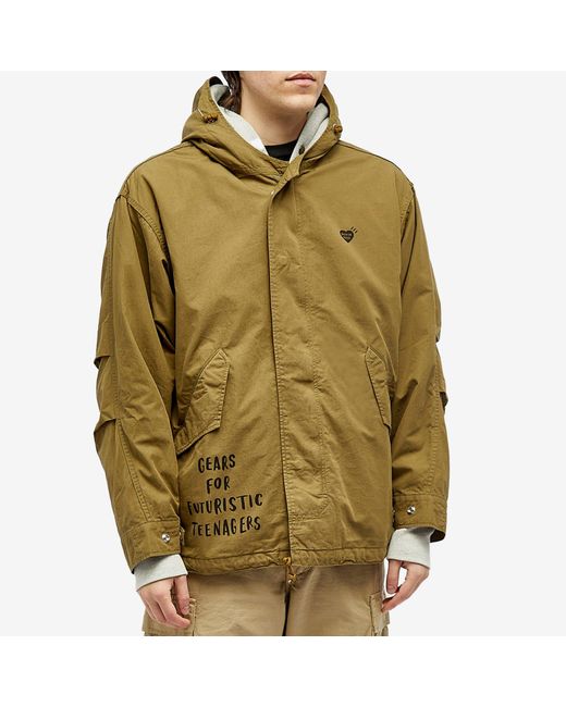 Human Made Green Hooded Fishtail Parka Jacket for men