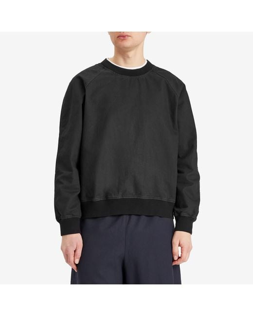 MHL by Margaret Howell Black Woven Crew Sweatshirt for men