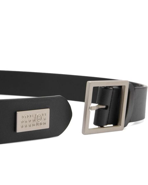 MM6 by Maison Margiela Numeric Buckle 3.0 Leather Belt in Black