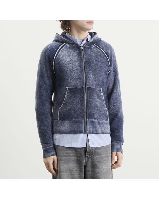 Acne Blue Kupiter Knitted Hoodie for men