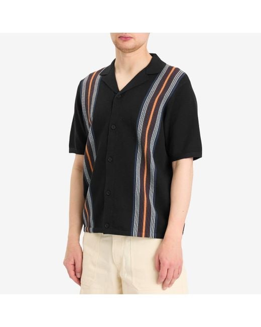 Wax London Black Ivy Cotton Stripe Vacation Shirt for men